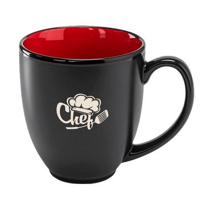 Bistro 16oz 2tone black/red mug in Ripple gift box - Etched