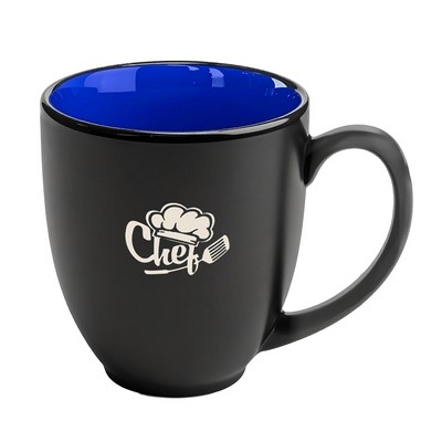 Bistro 16oz 2tone black/blue mug in Ripple gift box - Etched