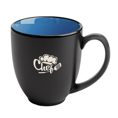 Bistro 16oz 2tone black/sky blue mug in Ripple gift box - Etched