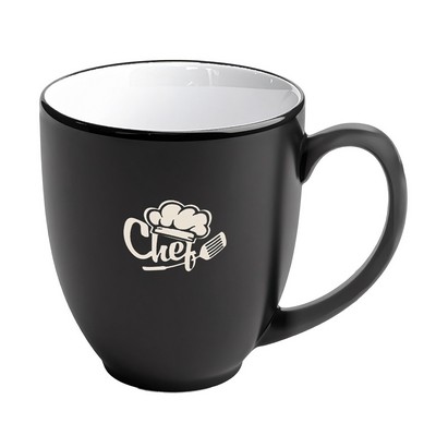 Bistro 16oz 2tone black/white ceramic mug in Ripple gift box - Etched