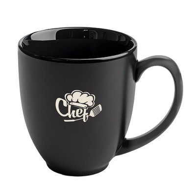 Bistro 16oz 2tone black/black mug in Ripple gift box - Etched
