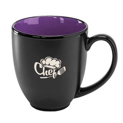 Bistro 16oz 2tone black/purple ceramic mug in Ripple gift box - Etched