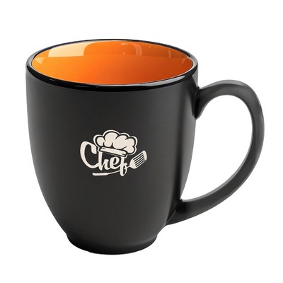 Bistro 16oz 2tone black/orange mug in Ripple gift box - Etched